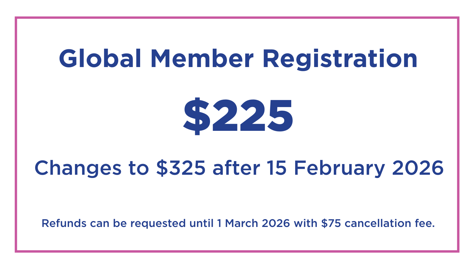 Global Advance Reg Rate - $225