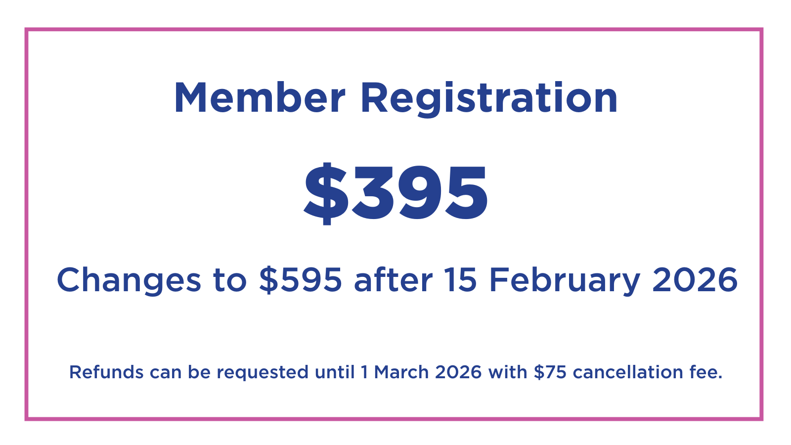Member Advance Reg Rate - $395