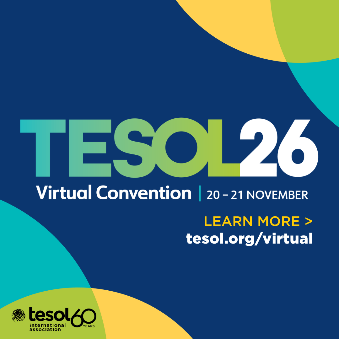 TESOL 2026 Virtual Convention logo. Learn more at tesol.org/virtual.