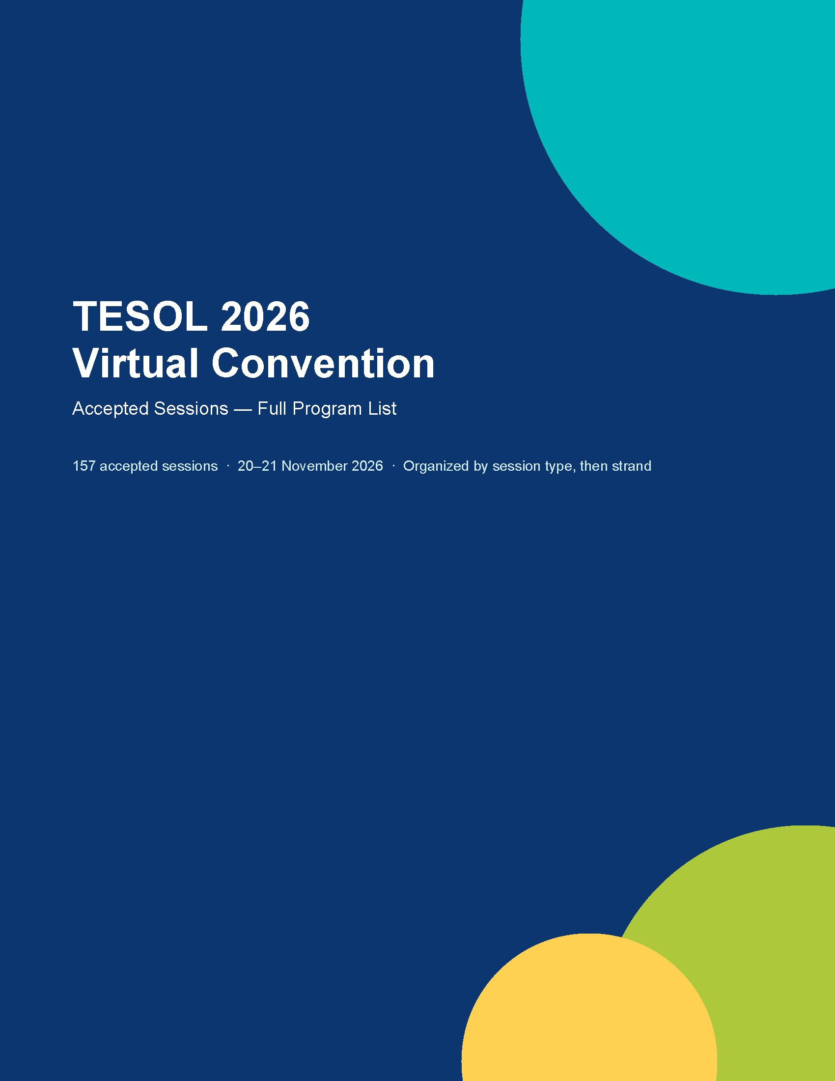 TESOL 2026 Virtual Convention Program Cover